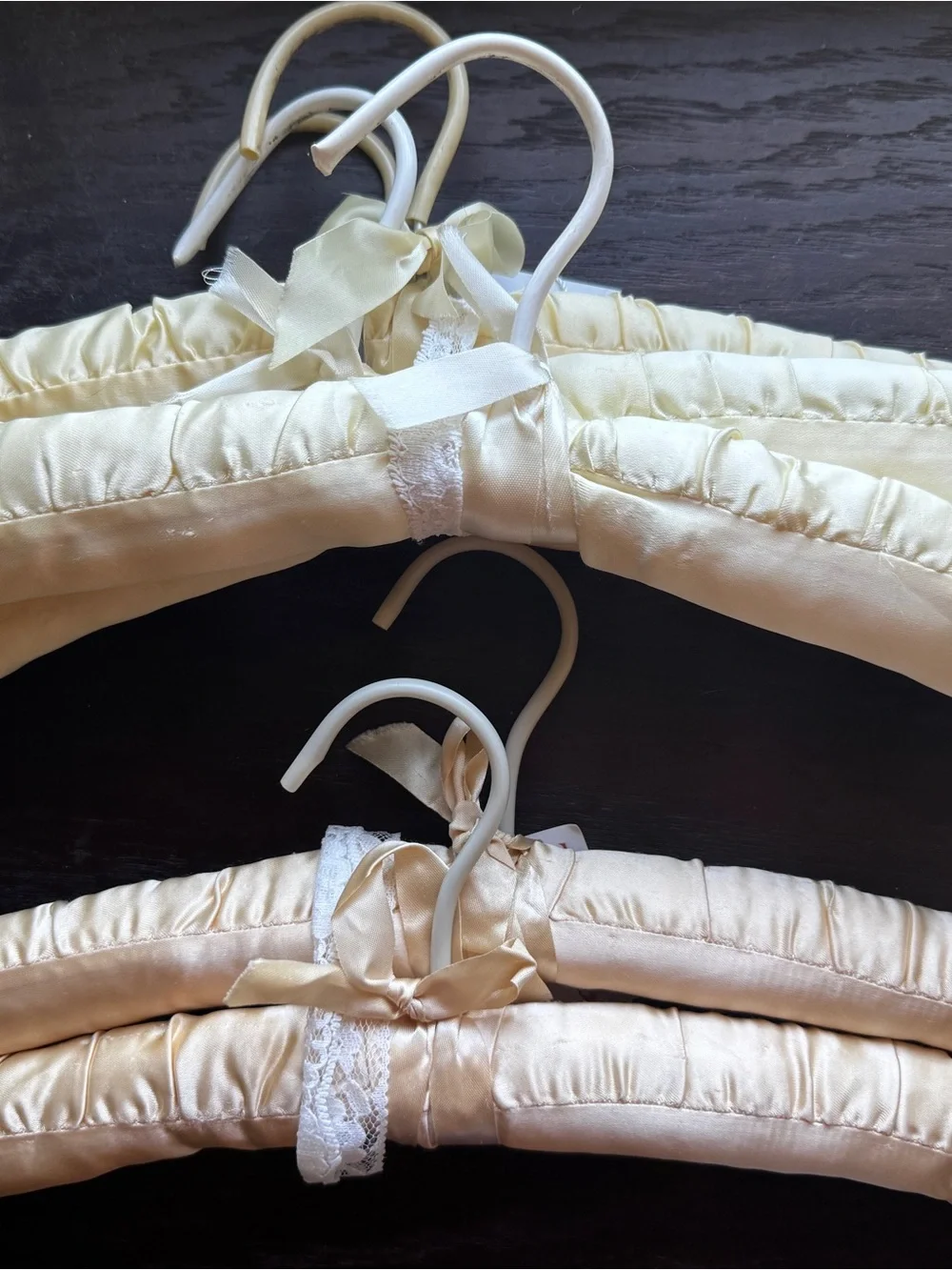 Vintage satin hangers with bow